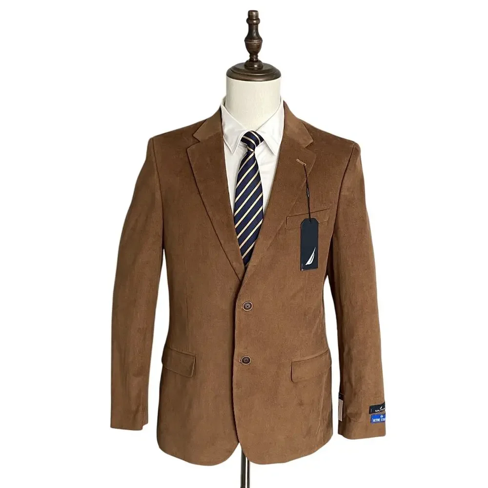 Nautica Sport Coat Men's 38 Regular Corduroy Modern Fit Camel Brown NWT